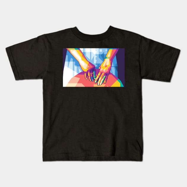 two hand pop art Kids T-Shirt by Rizkydwi